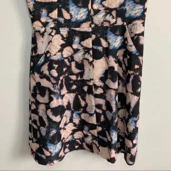 Club Monaco dress casual abstract print black multi color shirt sleeves size 6 - Picture 5 of 11